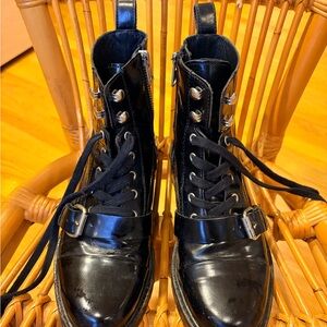 All Saints Glossy Black Combat Boots